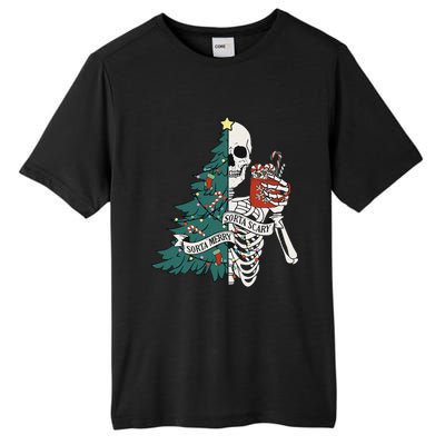 Funny Christmas Sorta Merry Sorta Scary Skeleton Xmas Tree Tall Fusion ChromaSoft Performance T-Shirt