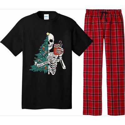 Funny Christmas Sorta Merry Sorta Scary Skeleton Xmas Tree Pajama Set