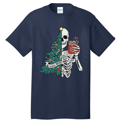 Funny Christmas Sorta Merry Sorta Scary Skeleton Xmas Tree Tall T-Shirt