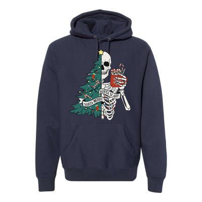 Funny Christmas Sorta Merry Sorta Scary Skeleton Xmas Tree Premium Hoodie