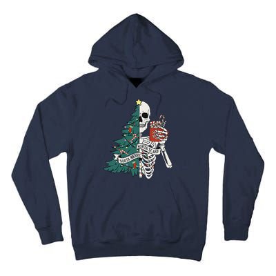 Funny Christmas Sorta Merry Sorta Scary Skeleton Xmas Tree Tall Hoodie