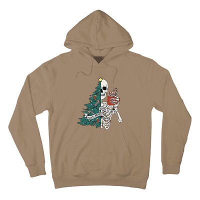 Funny Christmas Sorta Merry Sorta Scary Skeleton Xmas Tree Hoodie