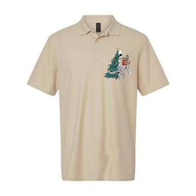 Funny Christmas Sorta Merry Sorta Scary Skeleton Xmas Tree Softstyle Adult Sport Polo