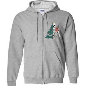 Funny Christmas Sorta Merry Sorta Scary Skeleton Xmas Tree Full Zip Hoodie