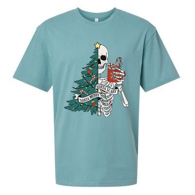 Funny Christmas Sorta Merry Sorta Scary Skeleton Xmas Tree Sueded Cloud Jersey T-Shirt