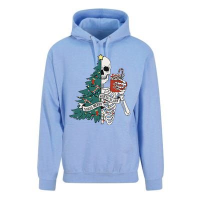 Funny Christmas Sorta Merry Sorta Scary Skeleton Xmas Tree Unisex Surf Hoodie