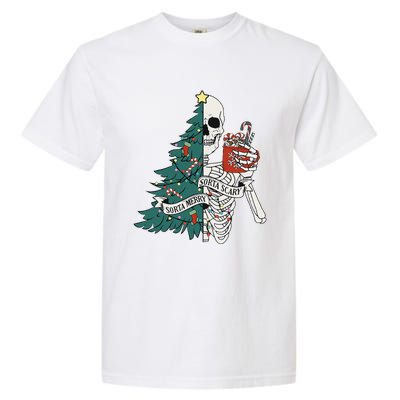 Funny Christmas Sorta Merry Sorta Scary Skeleton Xmas Tree Garment-Dyed Heavyweight T-Shirt