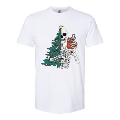 Funny Christmas Sorta Merry Sorta Scary Skeleton Xmas Tree Softstyle CVC T-Shirt