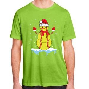 Funny Christmas Softball Santa Snow Gift Adult ChromaSoft Performance T-Shirt