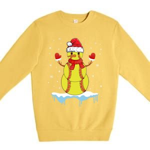 Funny Christmas Softball Santa Snow Gift Premium Crewneck Sweatshirt