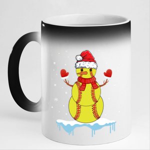 Funny Christmas Softball Santa Snow Gift 11oz Black Color Changing Mug