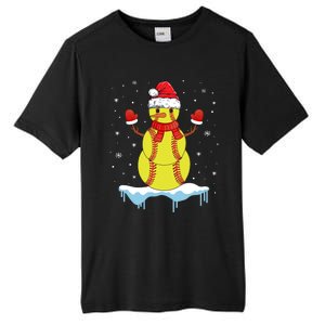 Funny Christmas Softball Santa Snow Gift Tall Fusion ChromaSoft Performance T-Shirt