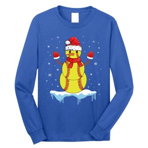 Funny Christmas Softball Santa Snow Gift Long Sleeve Shirt