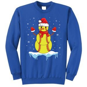 Funny Christmas Softball Santa Snow Gift Sweatshirt