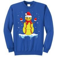 Funny Christmas Softball Santa Snow Gift Sweatshirt