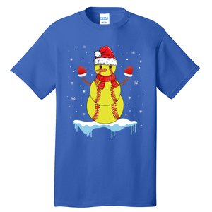 Funny Christmas Softball Santa Snow Gift Tall T-Shirt