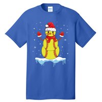 Funny Christmas Softball Santa Snow Gift Tall T-Shirt