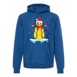 Funny Christmas Softball Santa Snow Gift Premium Hoodie