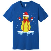 Funny Christmas Softball Santa Snow Gift Premium T-Shirt