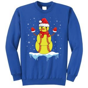 Funny Christmas Softball Santa Snow Gift Tall Sweatshirt