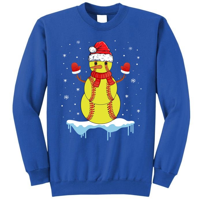 Funny Christmas Softball Santa Snow Gift Tall Sweatshirt