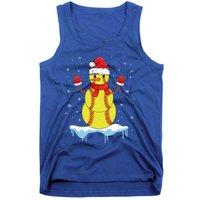 Funny Christmas Softball Santa Snow Gift Tank Top