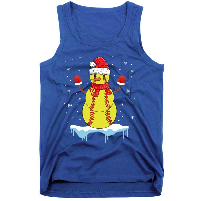 Funny Christmas Softball Santa Snow Gift Tank Top