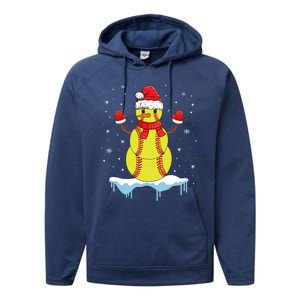 Funny Christmas Softball Santa Snow Gift Performance Fleece Hoodie