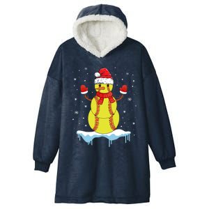 Funny Christmas Softball Santa Snow Gift Hooded Wearable Blanket