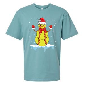 Funny Christmas Softball Santa Snow Gift Sueded Cloud Jersey T-Shirt