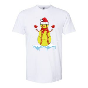 Funny Christmas Softball Santa Snow Gift Softstyle CVC T-Shirt