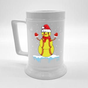 Funny Christmas Softball Santa Snow Gift Beer Stein