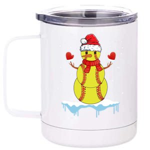 Funny Christmas Softball Santa Snow Gift 12 oz Stainless Steel Tumbler Cup