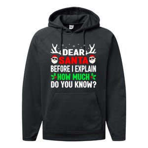 Funny Christmas Shirts Adults Dear Santa I Can Explain Performance Fleece Hoodie