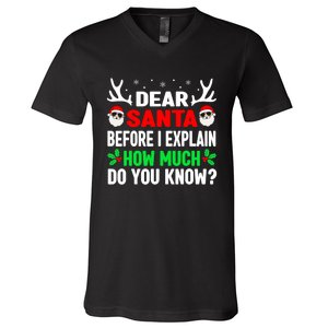 Funny Christmas Shirts Adults Dear Santa I Can Explain V-Neck T-Shirt