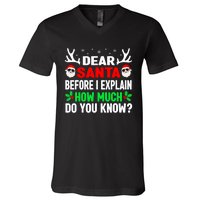 Funny Christmas Shirts Adults Dear Santa I Can Explain V-Neck T-Shirt