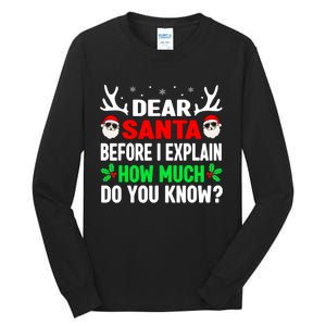 Funny Christmas Shirts Adults Dear Santa I Can Explain Tall Long Sleeve T-Shirt