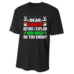 Funny Christmas Shirts Adults Dear Santa I Can Explain Performance Sprint T-Shirt