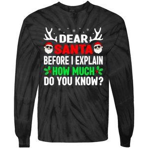 Funny Christmas Shirts Adults Dear Santa I Can Explain Tie-Dye Long Sleeve Shirt