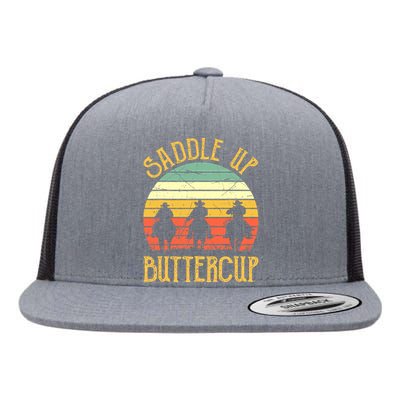 Funny Cowgirl Southern Western Saddle Up Buttercup Flat Bill Trucker Hat