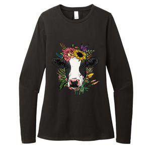 Floral Cow Spring Nature Lovers For Womens CVC Long Sleeve Shirt