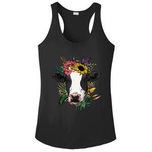 Floral Cow Spring Nature Lovers For Ladies PosiCharge Competitor Racerback Tank