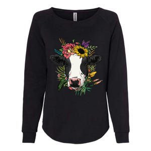 Floral Cow Spring Nature Lovers For Womens California Wash Sweatshirt