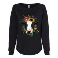 Floral Cow Spring Nature Lovers For Womens California Wash Sweatshirt