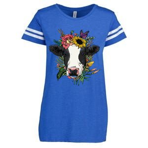 Floral Cow Spring Nature Lovers For Enza Ladies Jersey Football T-Shirt