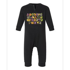 Funny Creepy Spooky Alphabet Letters Infant Fleece One Piece