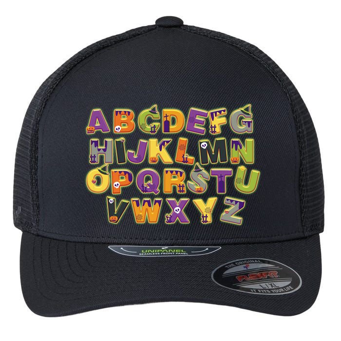 Funny Creepy Spooky Alphabet Letters Flexfit Unipanel Trucker Cap