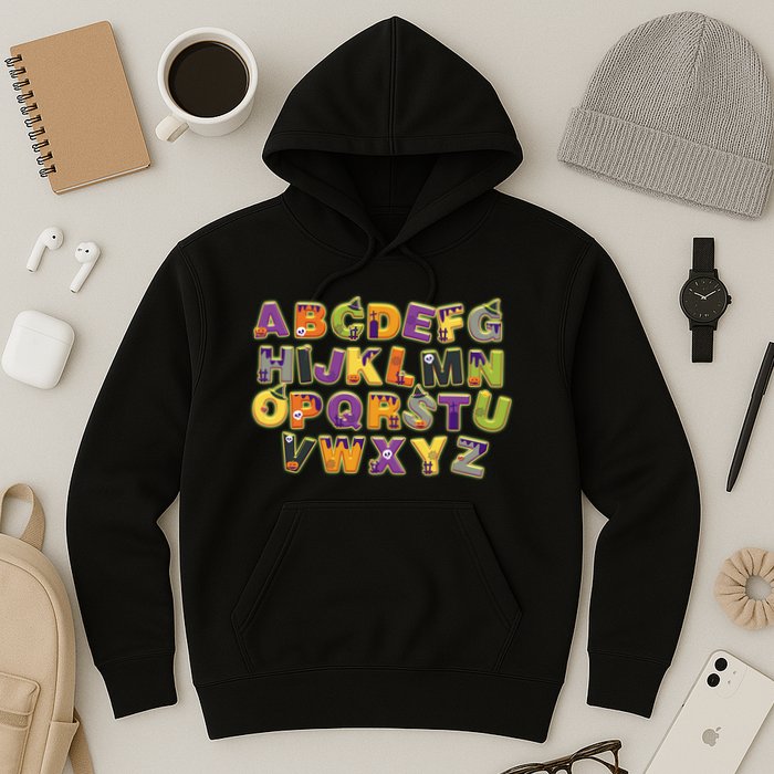 Funny Creepy Spooky Alphabet Letters Hoodie