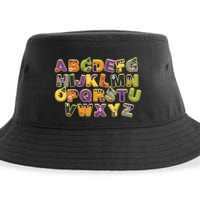 Funny Creepy Spooky Alphabet Letters Sustainable Bucket Hat
