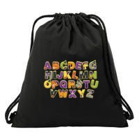 Funny Creepy Spooky Alphabet Letters Drawstring Bag